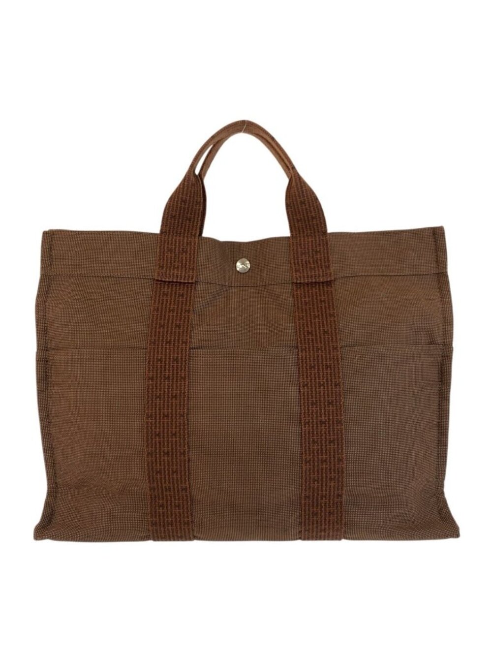 Hermes Her Line Brown Silver Polyamide Tote - Picture 1 of 9